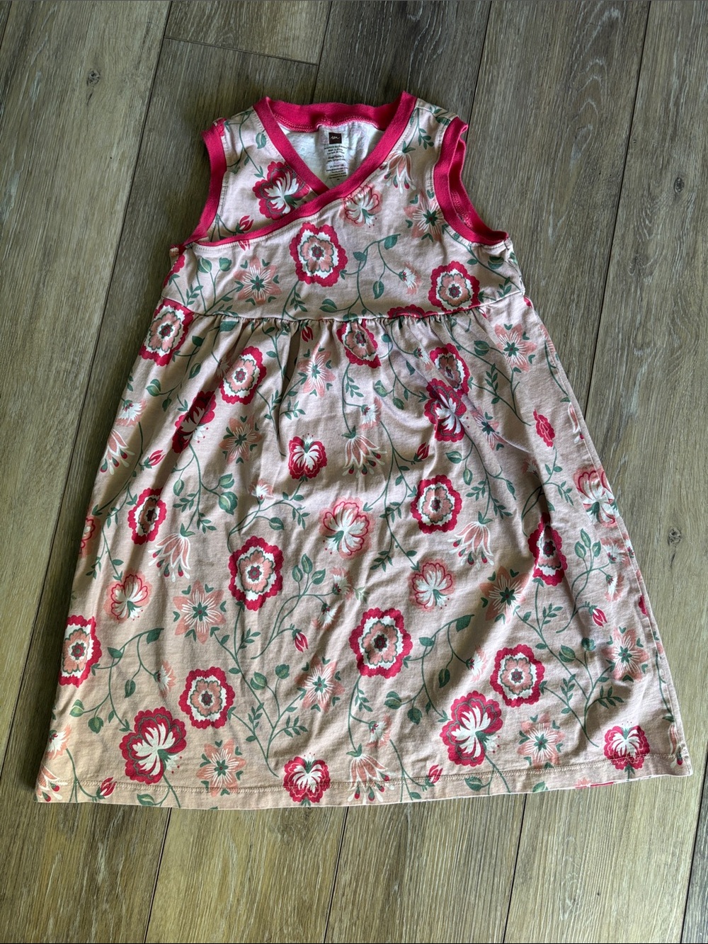 Tea Collection Pink Floral Sleeveless 100% Cotton Dress